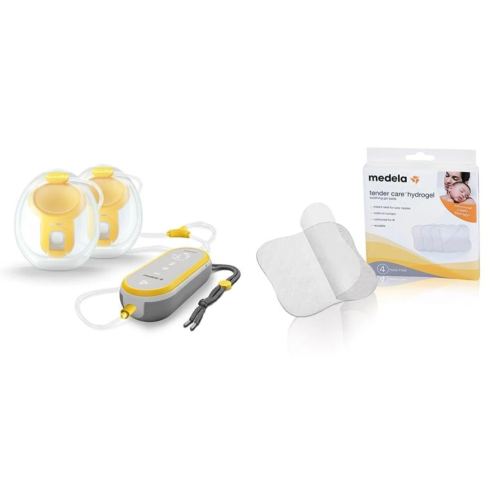 商品Medela|Medela Freestyle Hands-Free Breast Pump | Wearable & Soothing Gel Pads for Breastfeeding, 4 Count Pack, Tender Care HydroGel Reusable Pads,价格¥579,第1张图片