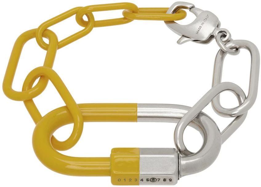 商品MM6|Silver & Yellow Carabiner Bracelet,价格¥1705,第1张图片