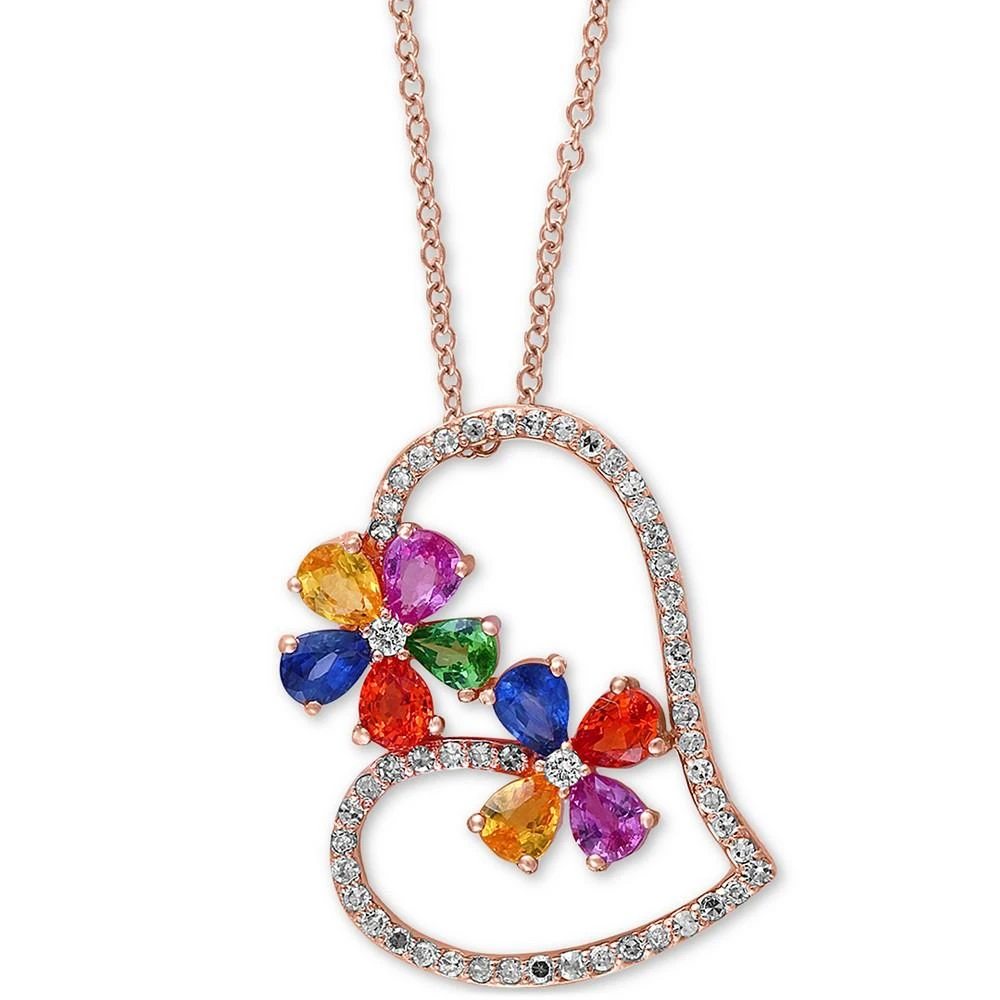 商品Effy|EFFY® Multi-Gemstone (2-1/8 ct t.w.) & Diamond (1/4 ct. t.w.) 18" Pendant Necklace in 14k Rose Gold,价格¥21942,第1张图片