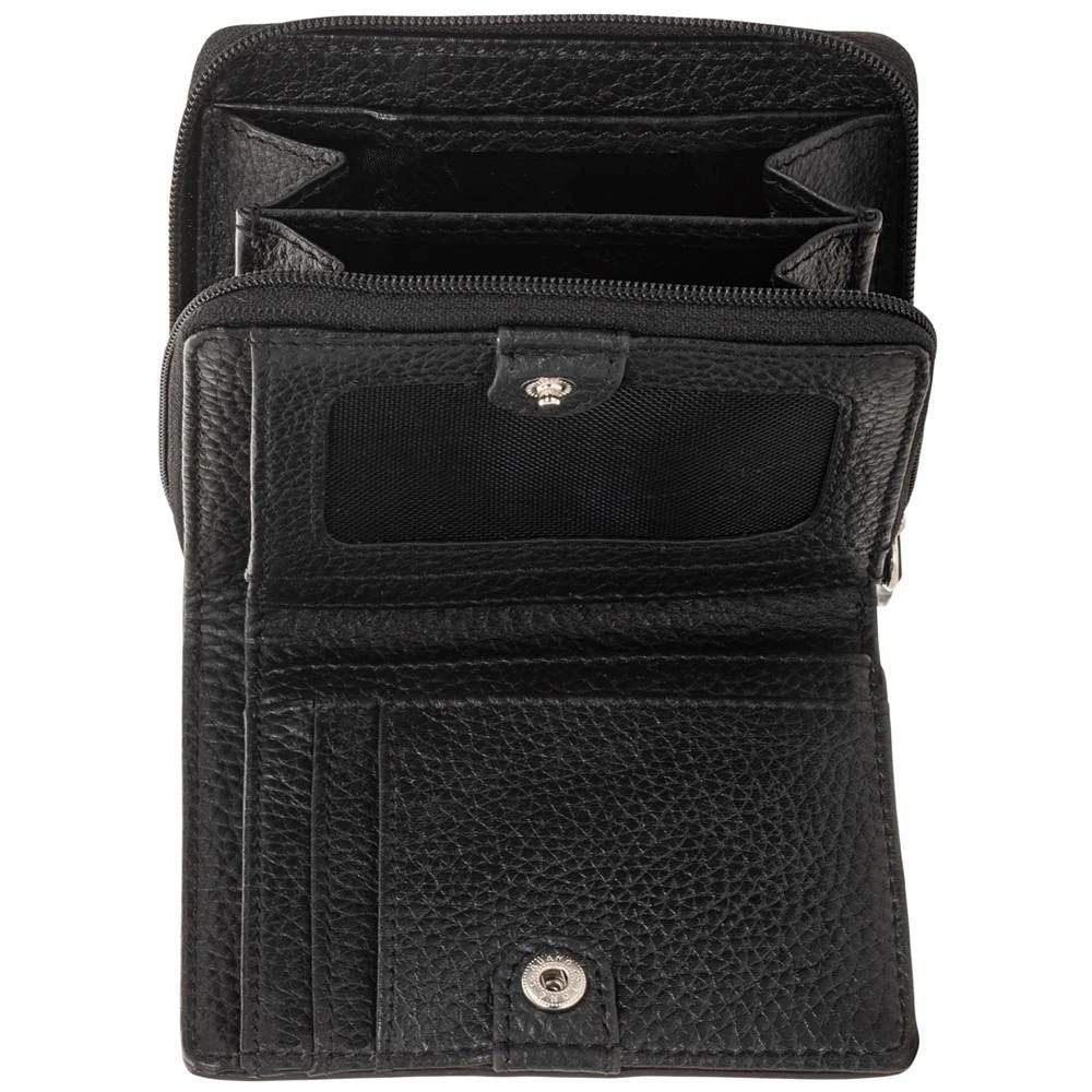 商品Mancini Leather Goods|Women's Pebbled Collection RFID Secure Mini Clutch Wallet,价格¥404,第4张图片详细描述