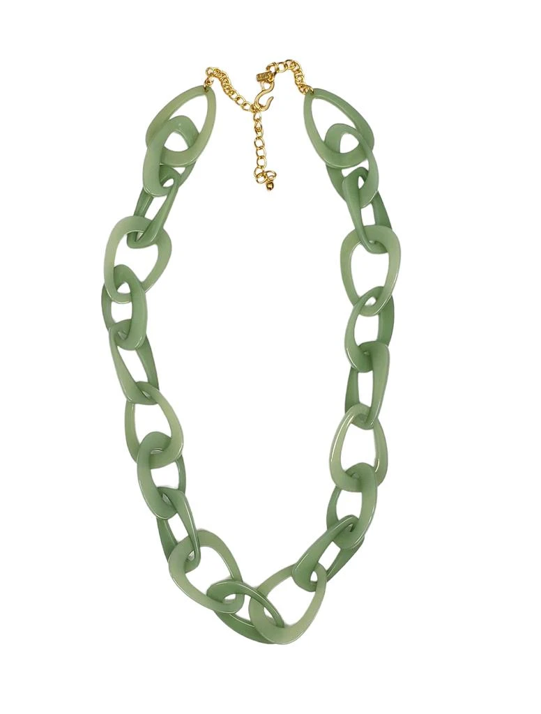 商品Kenneth Jay Lane|1 Row Jade Resin Link with "S" Hook Necklace,价格¥358,第2张图片详细描述