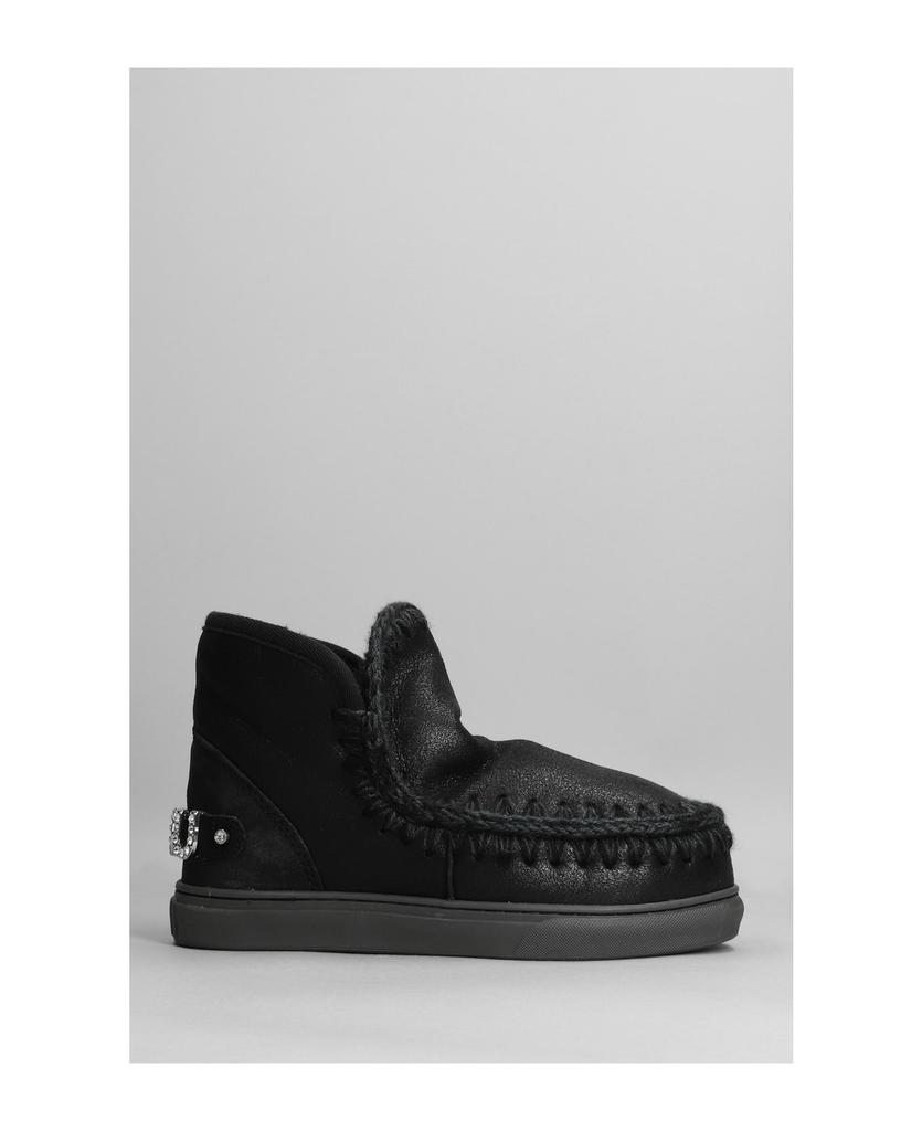 Eskimo Sneaker Low Heels Ankle Boots In Black Leather商品第1张图片规格展示