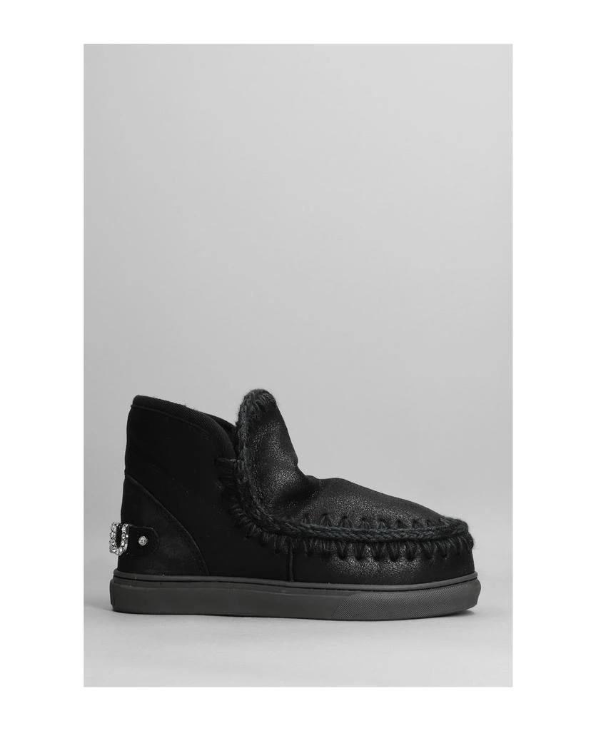 商品Mou|Eskimo Sneaker Low Heels Ankle Boots In Black Leather,价格¥2272,第1张图片