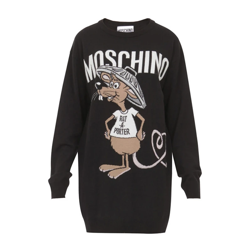 商品[国内直发] Moschino|Moschino 莫斯奇诺 女士羊毛黑色长款上衣 A0480-9100-1555,价格¥986,第1张图片