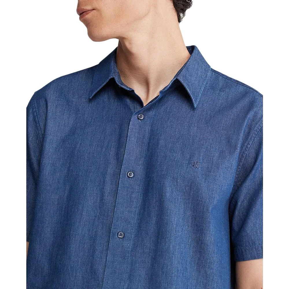 商品Calvin Klein|Men's Regular-Fit Solid Button-Down Chambray Shirt,价格¥592,第3张图片详细描述