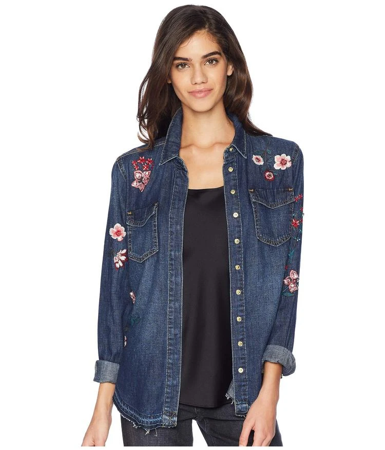 商品Juicy Couture|Denim Hands Off Floral Embellished Shirt,价格¥341,第1张图片