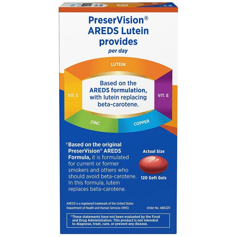 AREDS Lutein Eye Vitamin & Mineral Supplement, Beta-Carotene Free, Soft Gels 商品
