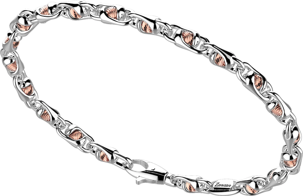商品Zancan|18k rose gold and sterling silver bracelet with geometric design.,价格¥8465,第1张图片