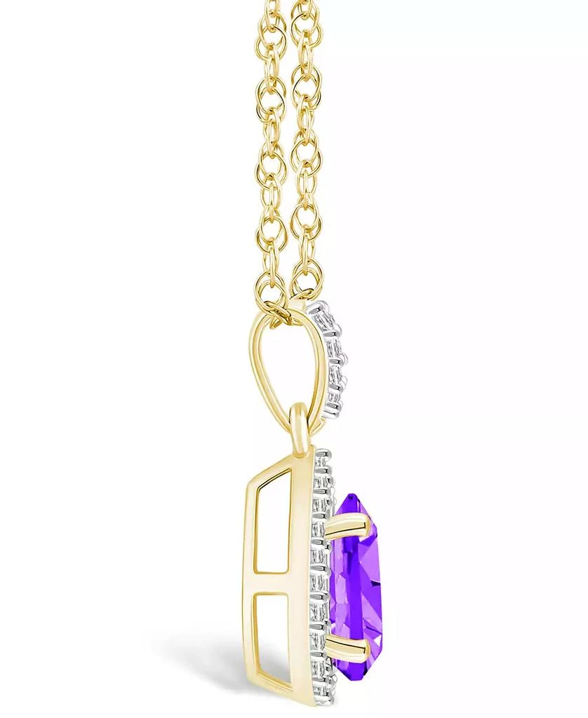 商品Macy's|Amethyst (7/8 ct. t.w.) and Lab Grown Sapphire (1/6 ct. t.w.) Halo Pendant Necklace in 10K Yellow Gold,价格¥5999,第3张图片详细描述