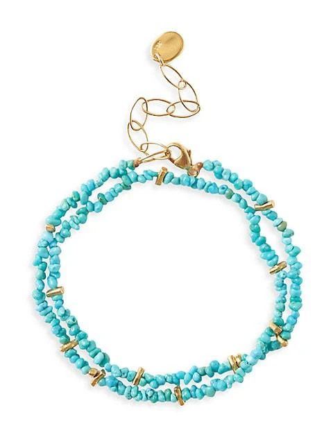 商品Chan Luu|Naked 18K-Gold-Plated & Turquoise Beaded Wrap Bracelet,价格¥866,第1张图片