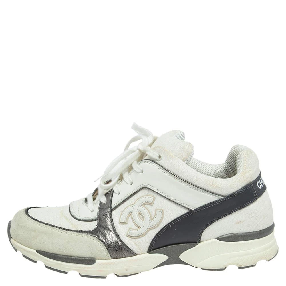 商品[二手商品] Chanel|Chanel Tricolor Leather And Canvas  CC Lace Up Sneakers  Size 40,价格¥4254,第2张图片详细描述