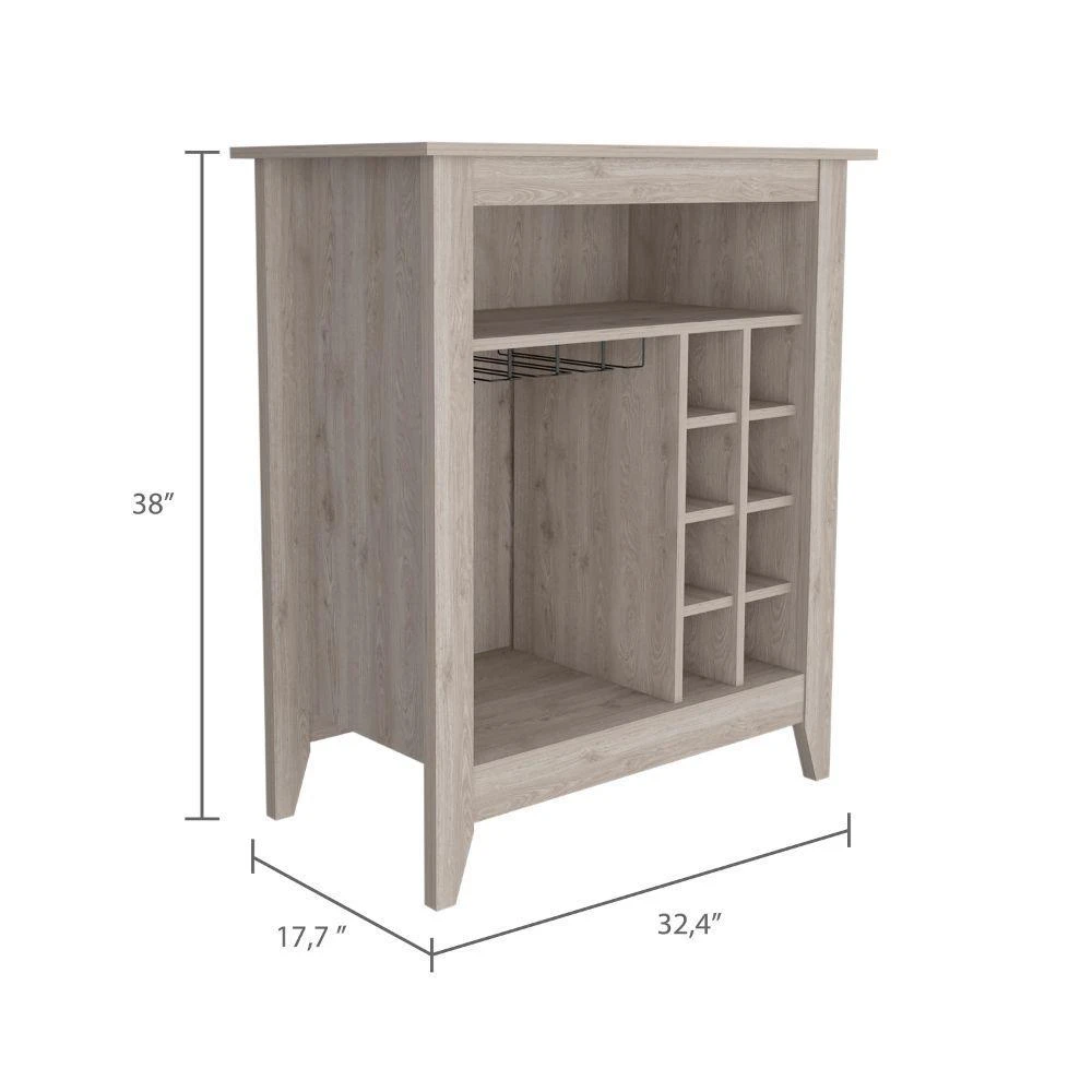 商品Depot E-Shop|DEPOT E-SHOP Mojito Bar Cabinet, Six Wine Cubbies, One Open Drawer, One Open Shelf, Countertop-Light Grey, For Living Room,价格¥1539,第4张图片详细描述