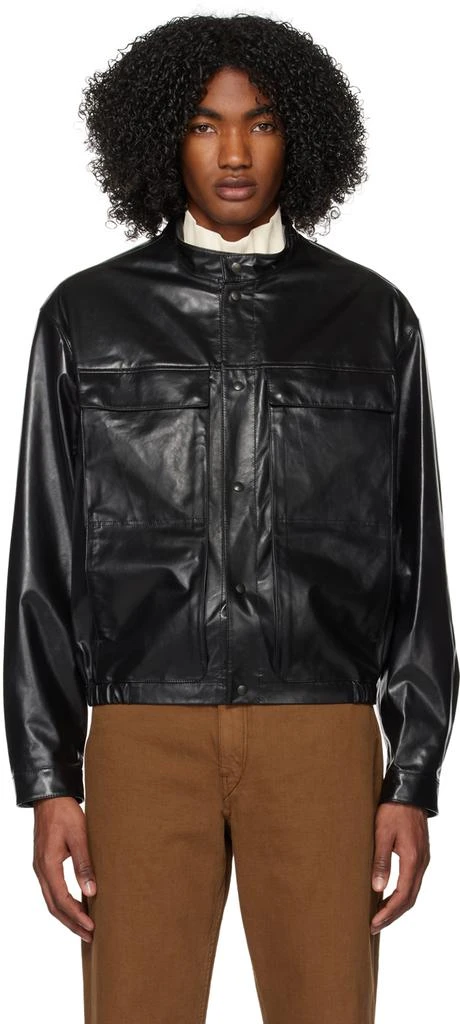 商品Lemaire|Black Band Collar Leather Jacket,价格¥14870,第1张图片