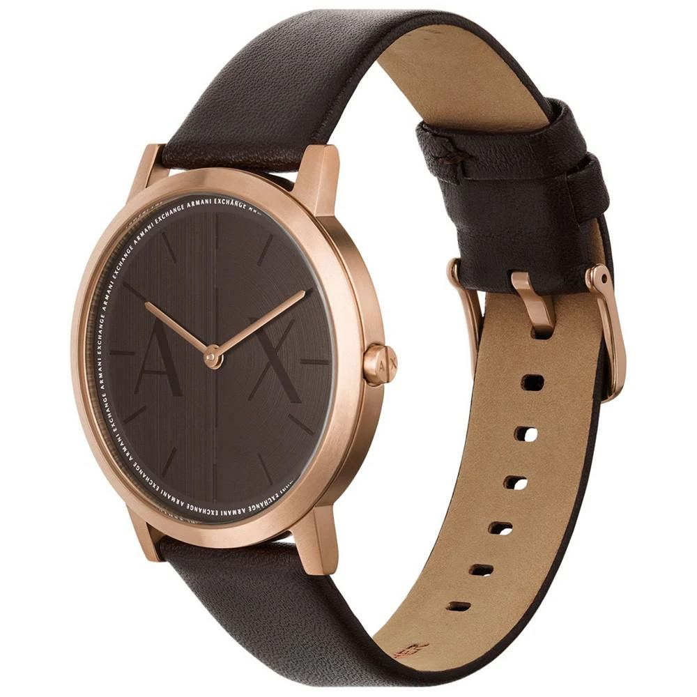 商品Armani Exchange|Men's Quartz Two Hand Brown Leather Watch 40mm,价格¥882,第4张图片详细描述