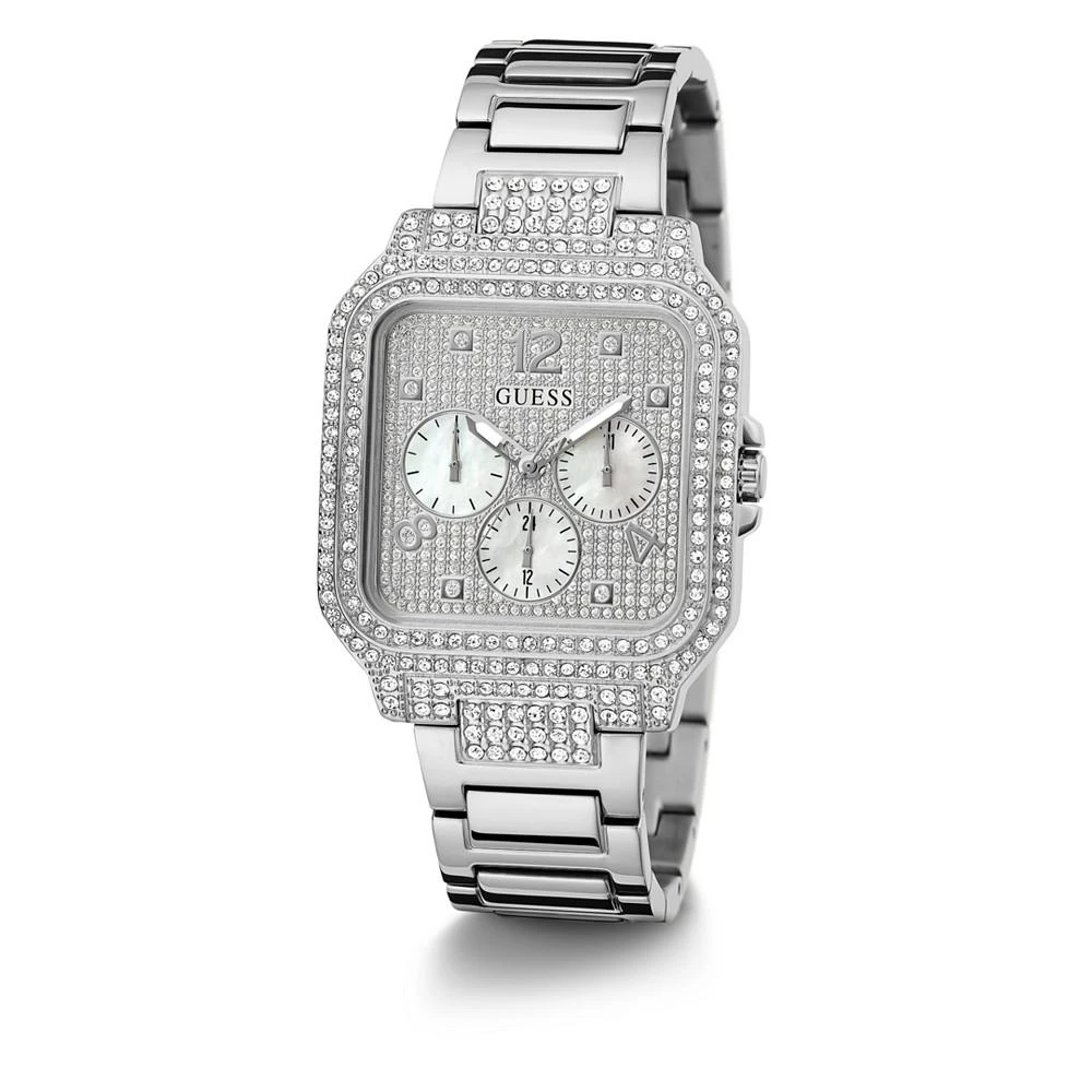 商品GUESS|Women's Glitz Silver-tone Stainless Steel Bracelet Watch 35mm,价格¥583,第5张图片详细描述