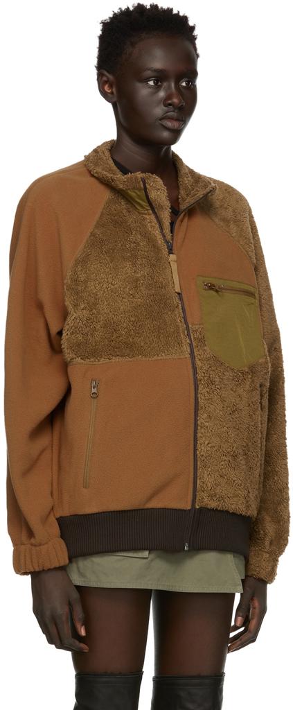 Brown Akeem Smith Edition Fleece Patchwork Jacket商品第2张图片规格展示