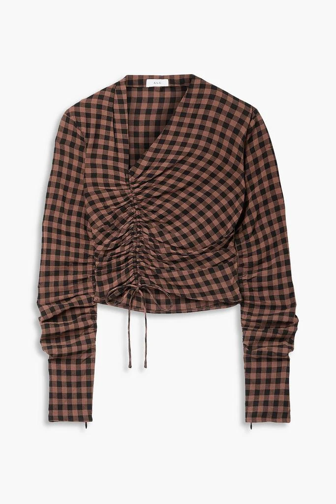 商品A.L.C.|Oryn asymmetric ruched checked crepe top,价格¥1330,第3张图片详细描述