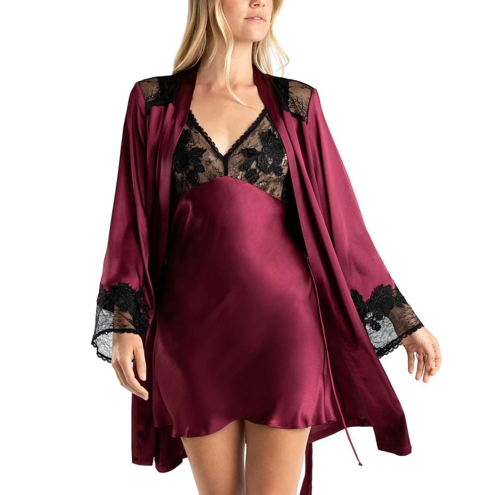 商品Linea Donatella|Women's Enchante Satin Lace-Trim Robe,价格¥190,第4张图片详细描述