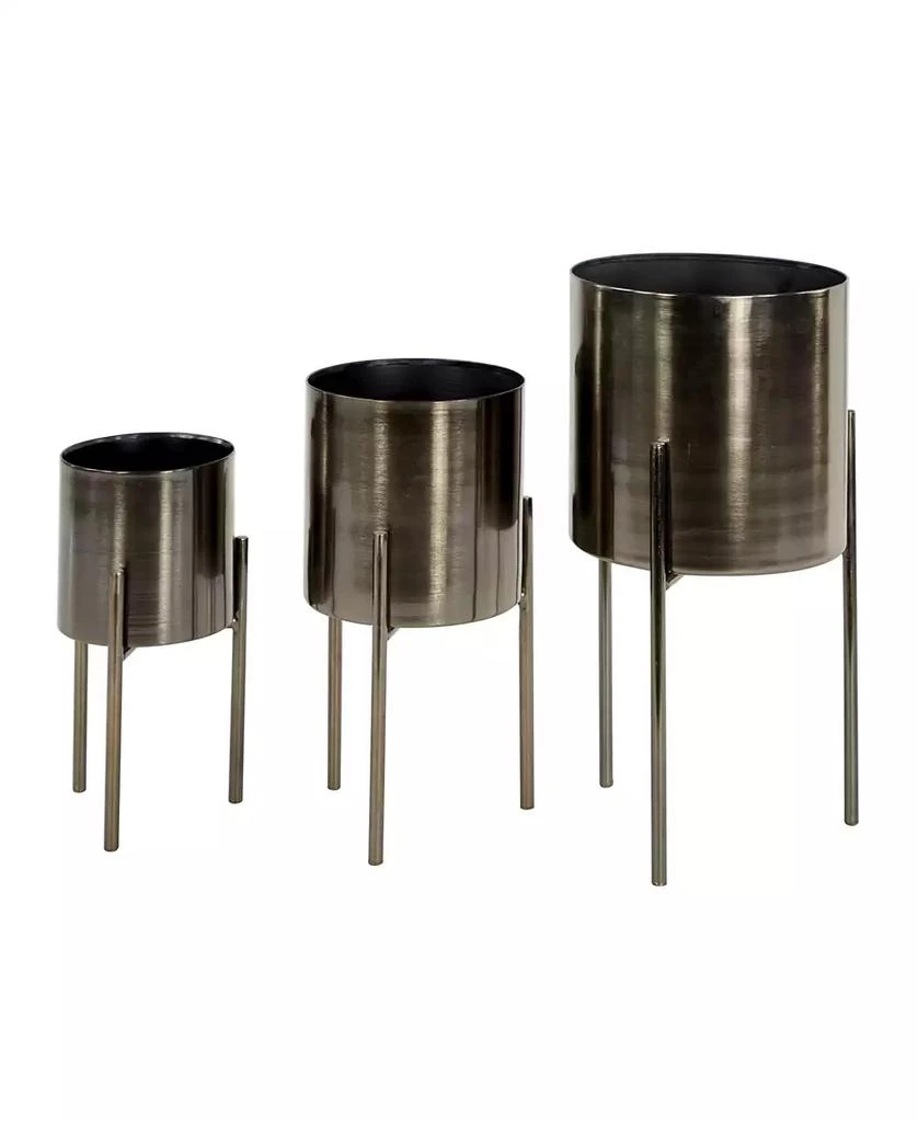 商品Rosemary Lane|Contemporary Style Large Round Metal Planters in Stands, Set of 3,价格¥707,第1张图片