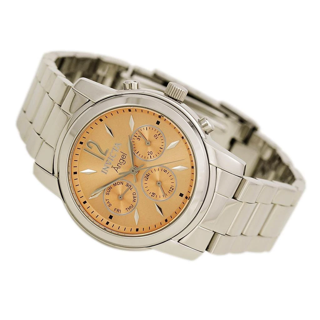 商品Invicta|Invicta 0462 Women's Angel Rose Gold Sunray Dial Stainless Steel GMT Watch,价格¥605,第2张图片详细描述