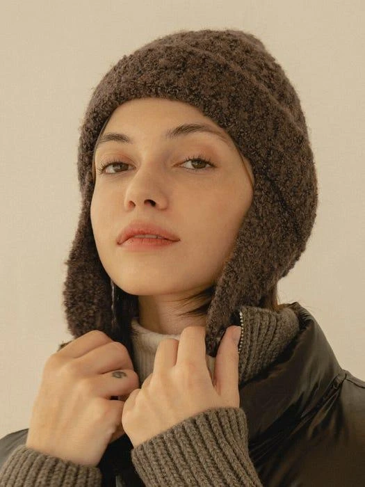 商品Siyazu|SIAC3017 Boucle Earmuff Beanie_Brown,价格¥539,第1张图片