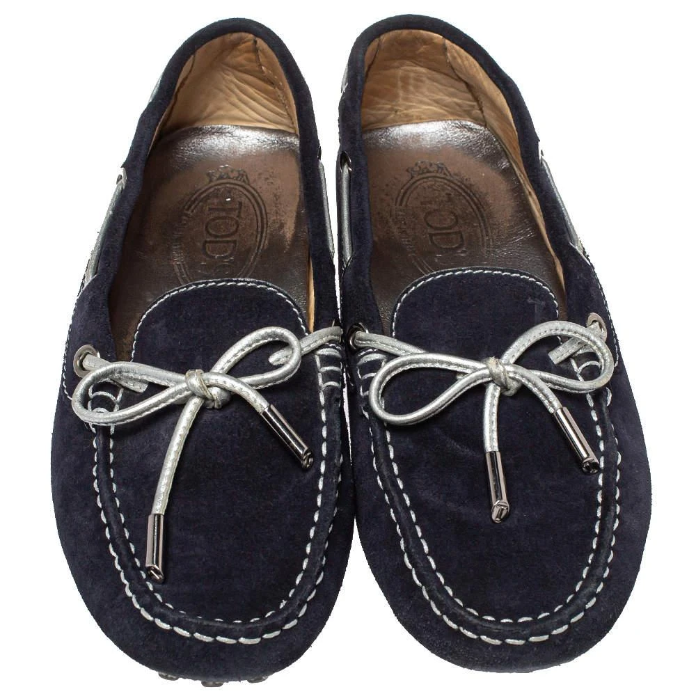 商品[二手商品] Tod's|Tod's Navy Blue Suede Bow Slip On Loafers Size 37,价格¥997,第3张图片详细描述