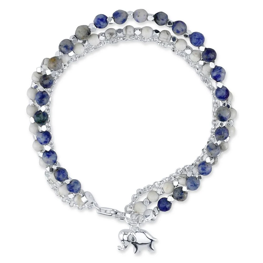 商品Unwritten|Sodalite Beaded Elephant Charm Bracelet in Silver-Plate,价格¥412,第1张图片