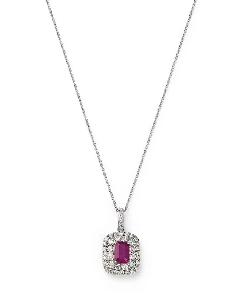 商品Bloomingdale's Fine Collection|Ruby & Diamond Pendant Necklace in 14K White Gold, 18",价格¥23445,第1张图片