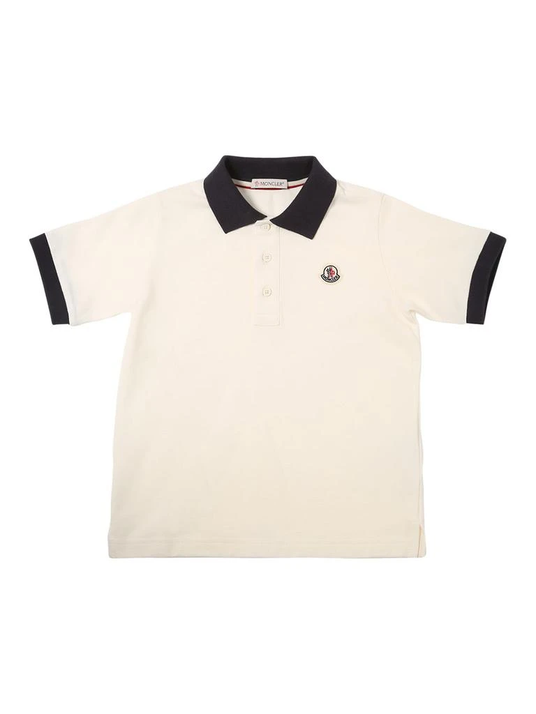 商品Moncler|Piqué Cotton Polo Shirt W/ Logo Patch,价格¥1110,第1张图片