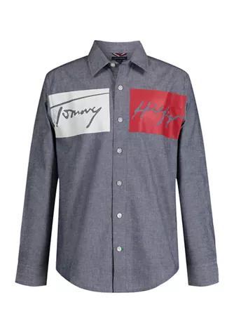 商品Tommy Hilfiger|Boys 8-20 Long Sleeve Uptown Chambray Shirt,价格¥310,第1张图片