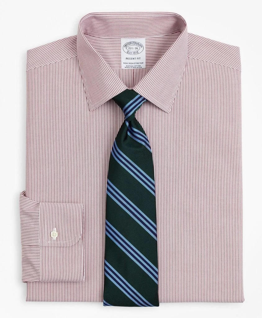 商品Brooks Brothers|Stretch Regent Regular-Fit  Dress Shirt, Non-Iron Poplin Ainsley Collar Fine Stripe,价格¥412,第1张图片