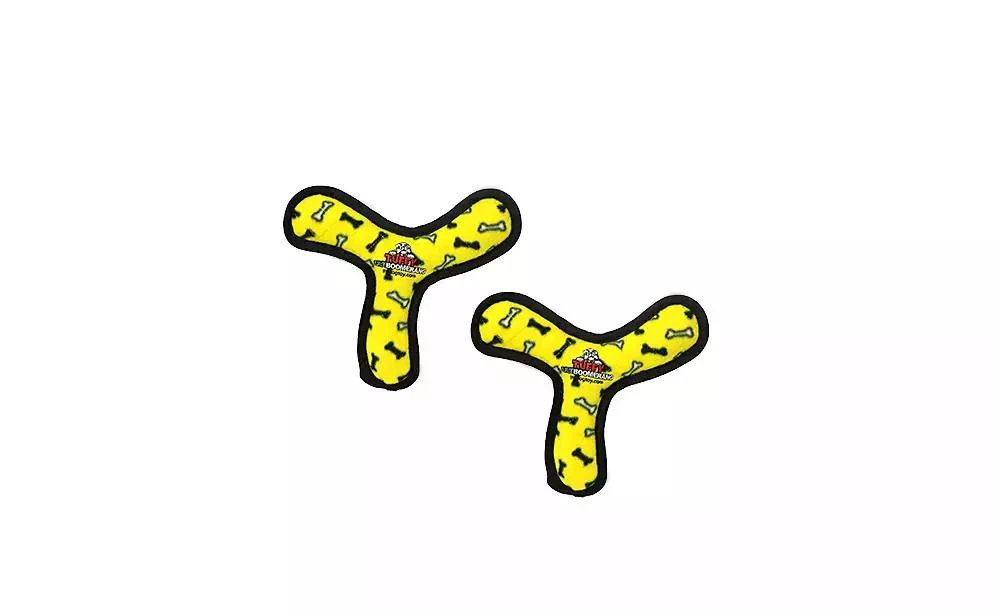 商品Tuffy|Ultimate Boomerang Yellow Bone, 2-Pack Dog Toys,价格¥216,第1张图片
