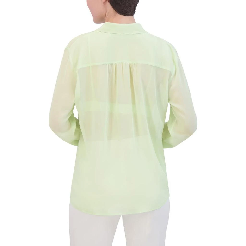 商品BCBG|BCBGMAXAZRIA Womens Sheer Chiffon Button-Down Top,价格¥635,第5张图片详细描述