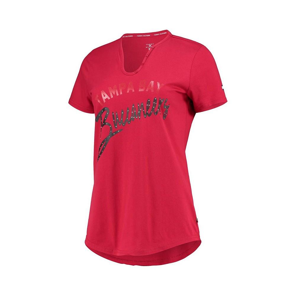 Women's Red Tampa Bay Buccaneers Riley V-Neck T-shirt商品第3张图片规格展示