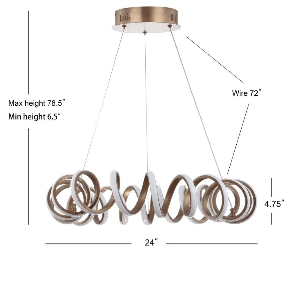 商品JONATHAN Y|Cursive 24" Adjustable Spiral Integrated LED Metal Chandelier Ceiling Light,价格¥2835,第5张图片详细描述