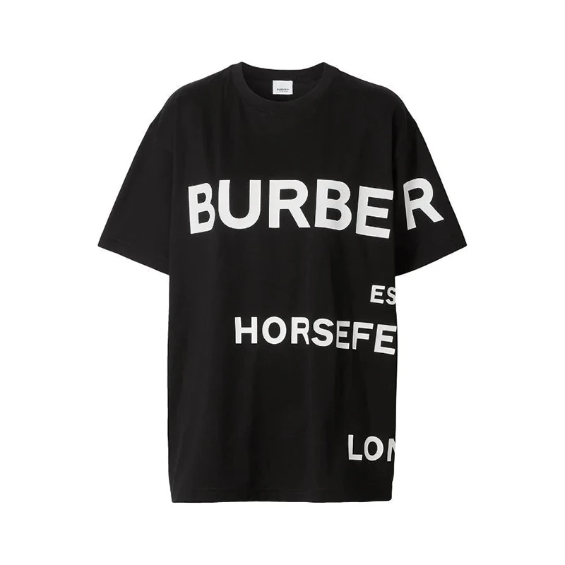 BURBERRY/博柏利 黑色棉质Horseferry印花休闲T恤 男女同款 情侣款80805431 商品