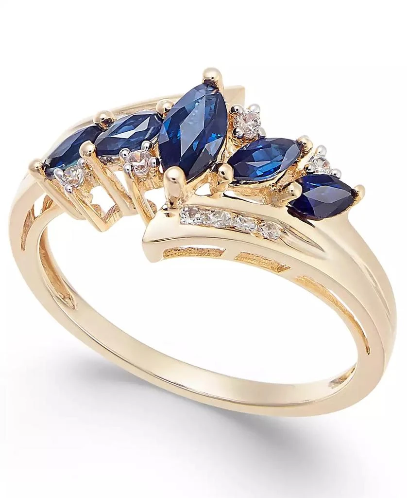 商品Macy's|Sapphire (3/4 ct. t.w.) & Diamond (1/10 ct. t.w.) in 14k Gold (Also in Tanzanite, Ruby and Emerald),价格¥2615,第1张图片