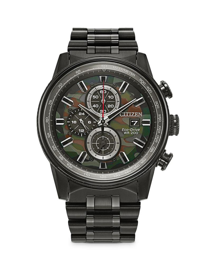 Eco-Drive Camo Nighthawk Chronograph Stainless Steel Watch, 43mm商品第1张图片规格展示