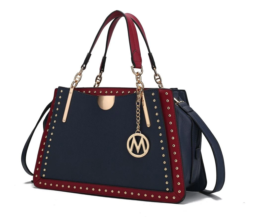 商品MKF Collection By Mia K.|Aubrey Vegan Leather Multi Compartment Satchel Handbag - Color Block,价格¥556,第1张图片