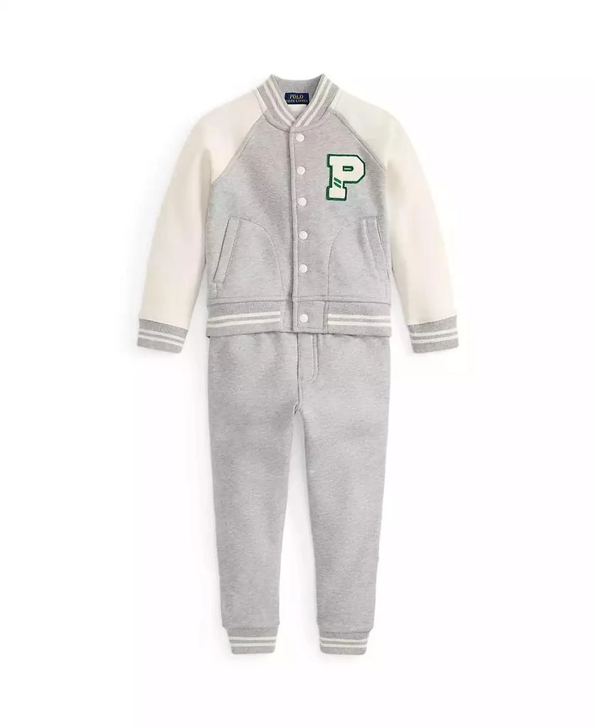 商品Ralph Lauren|Toddler and Little Boys 2-Piece Fleece Baseball Jacket and Jogger Pants Set,价格¥410,第1张图片