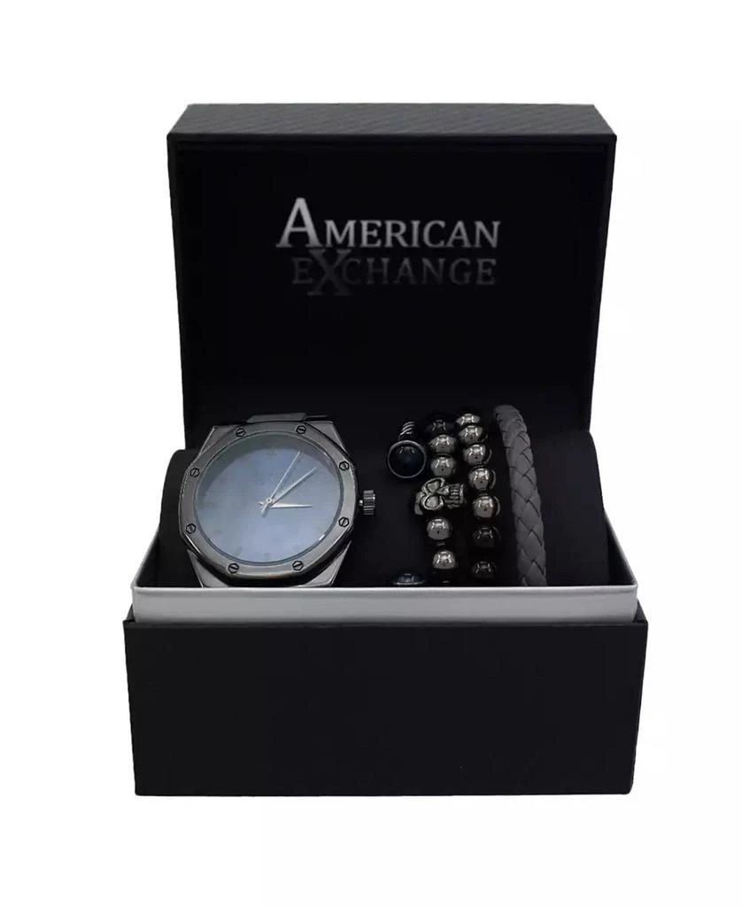 商品American Exchange|Men's Grey Silicone Strap Watch 42mm Gift Set,价格¥215,第3张图片详细描述