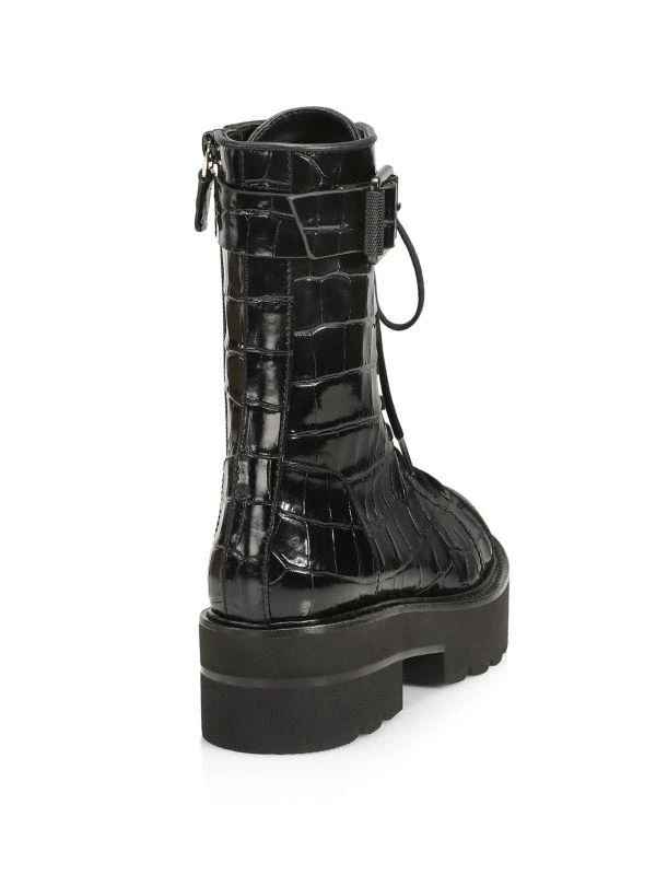 商品Stuart Weitzman|Ryder Ultralift Croc-Embossed Leather Combat Boots,价格¥1147,第3张图片详细描述