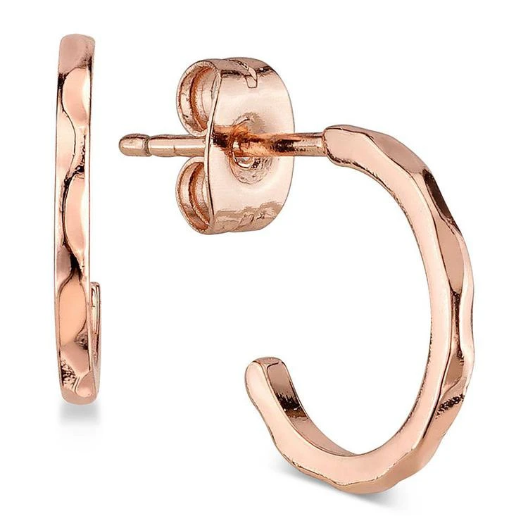 商品Unwritten|Textured Hoop Earrings in Rose Gold Flashed Sterling Silver,价格¥105,第1张图片