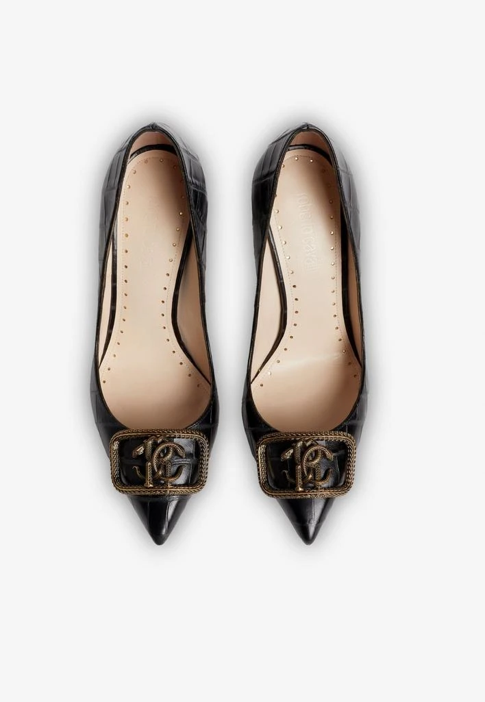 商品Roberto Cavalli|Mirror Snake 105 Croc-Embossed Pumps in Leather,价格¥7600,第4张图片详细描述