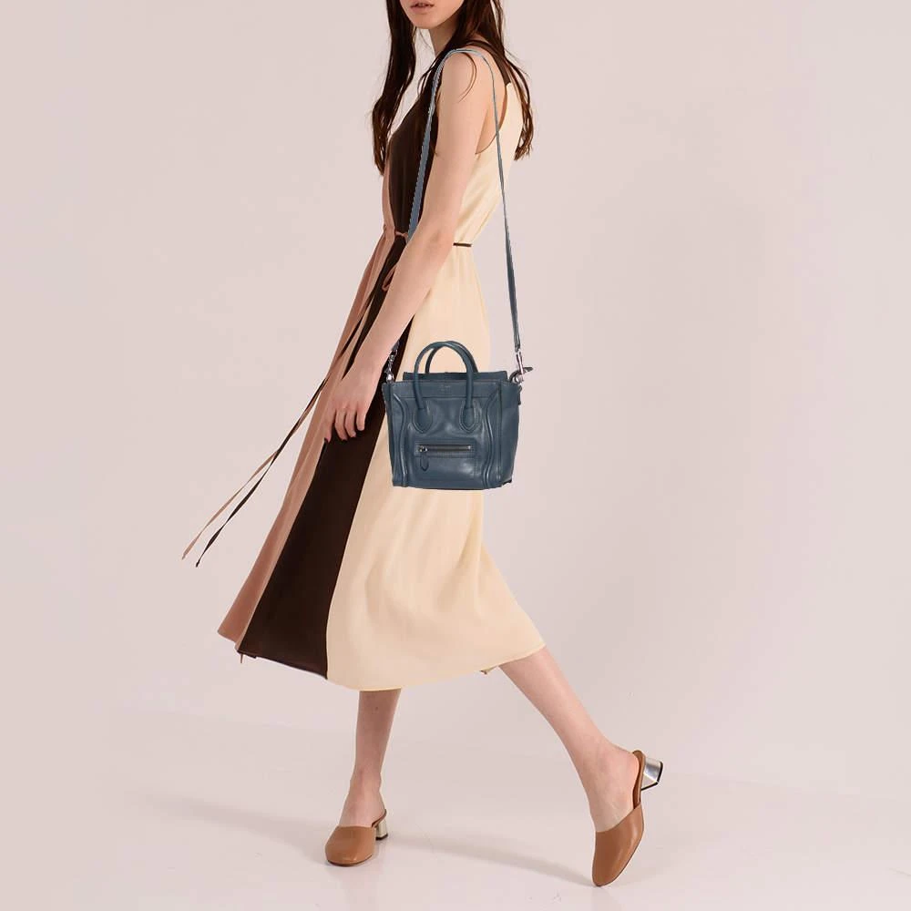 商品[二手商品] Celine|Céline Blue Leather Nano Luggage Tote,价格¥4703,第2张图片详细描述