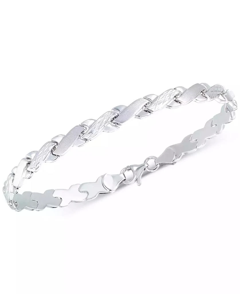 商品Italian Gold|Satin Finish Link Bracelet in 10k White Gold,价格¥2601,第1张图片