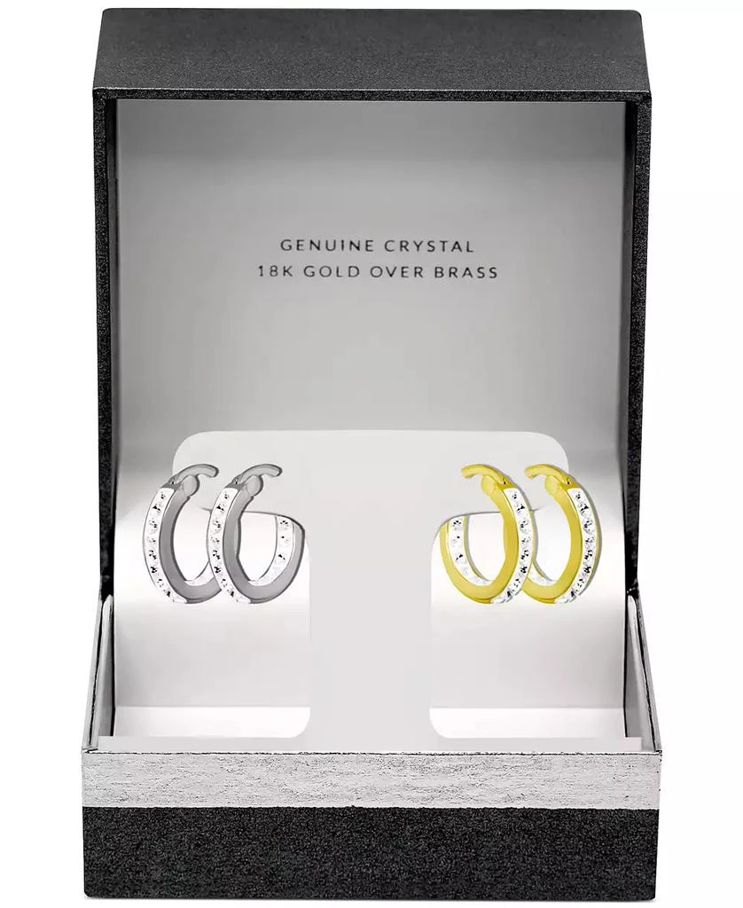 商品Essentials|2-Pc. Set Crystal Small Hoop Earrings in Silver-Plate & Gold-Plate, 0.65",价格¥371,第3张图片详细描述