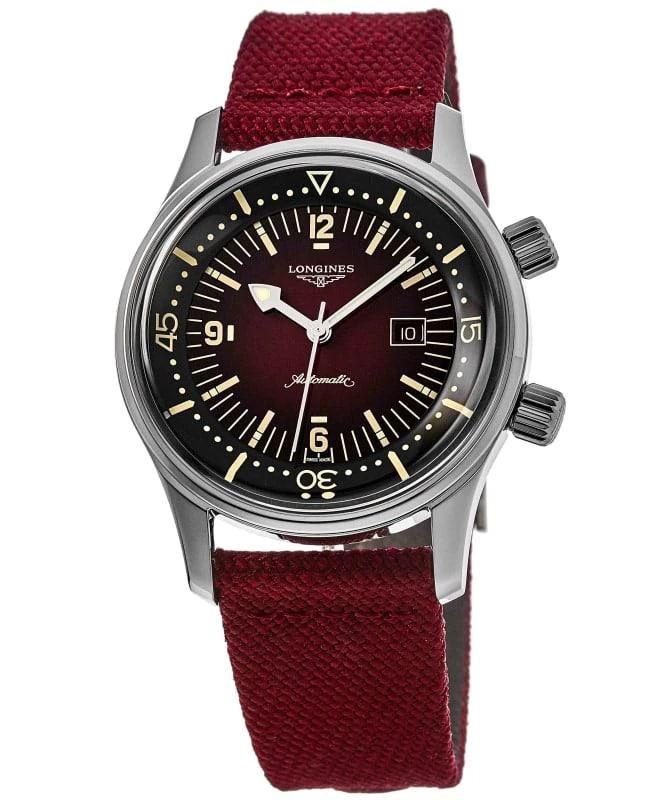 商品Longines|Longines Legend Diver Bordeaux Dial Fabric Strap Women's Watch L3.374.4.40.2,价格¥14734,第1张图片