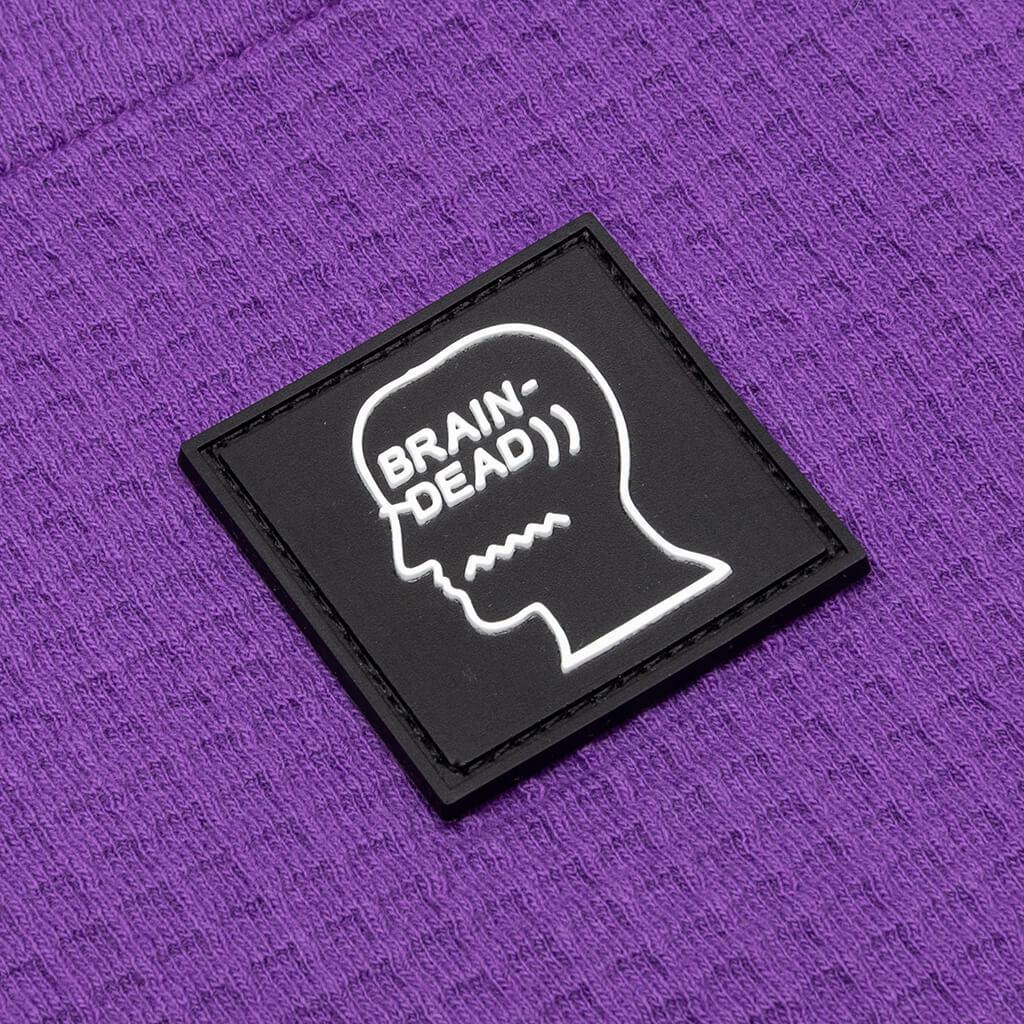 商品Brain Dead|Brain Dead Core Mock Neck Waffle Long Sleeve - Purple,价格¥561,第5张图片详细描述