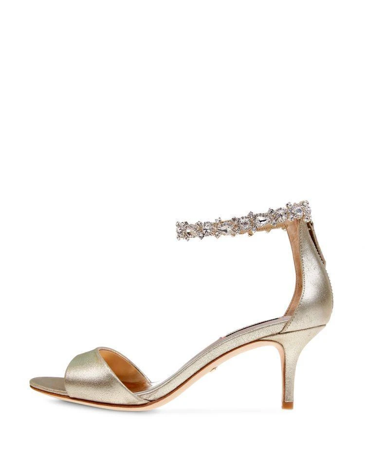 商品Badgley Mischka|Geranium Embellished Metallic Leather Ankle Strap Sandals ,价格¥870,第2张图片详细描述